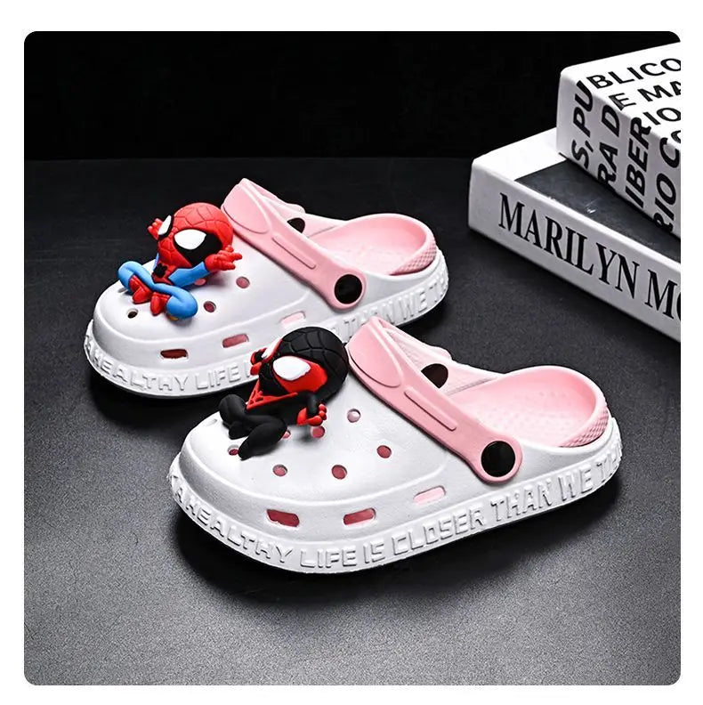 Kids Spiderman Charm White & Pink Crocs
