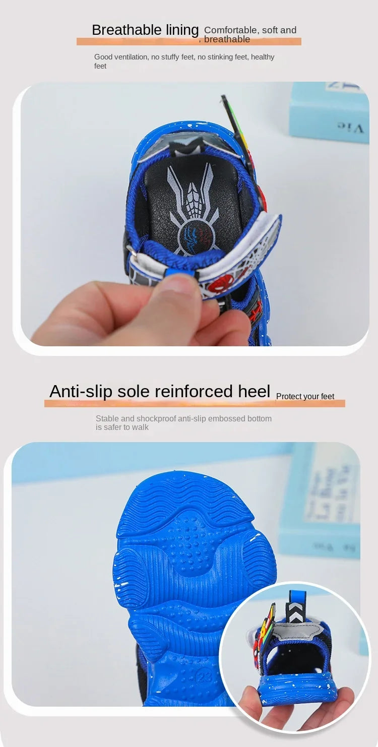 Blue Spiderman LED Sandals For Boys