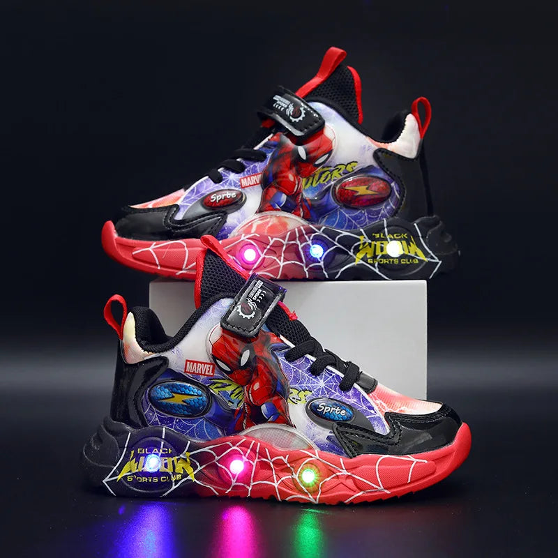 Red LED Spiderman Boys Sneakers