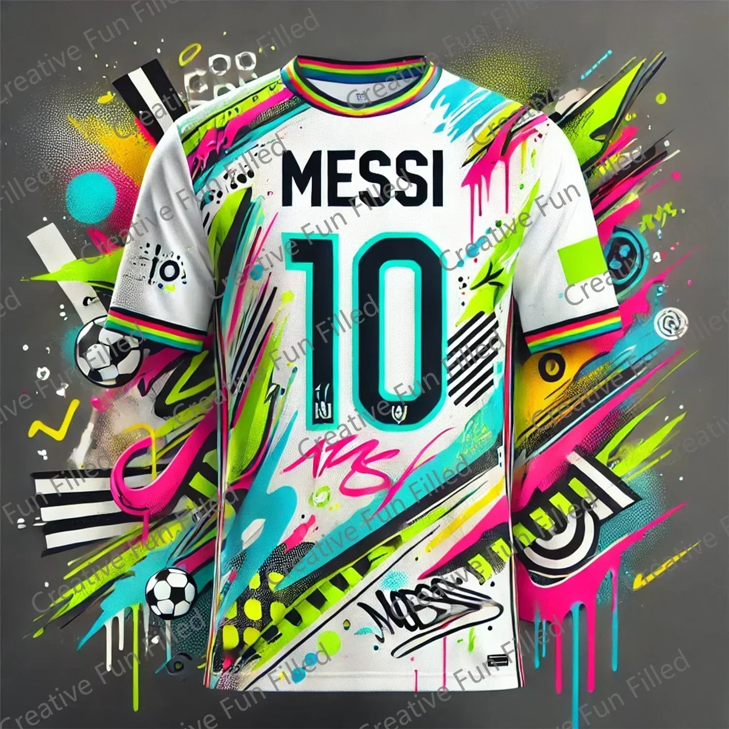 Messi 10 Street Graffiti Soccer Jersey - Summer Edition
