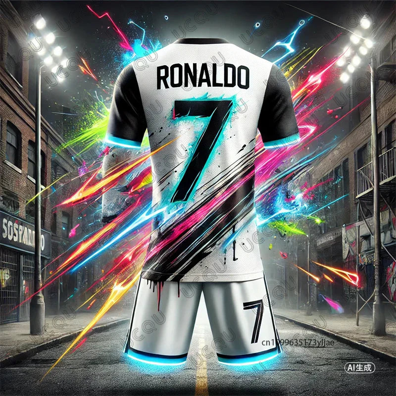 MINISOC Kids/Adult Ronaldo #7 Graffiti T-Shirt and Shorts Set