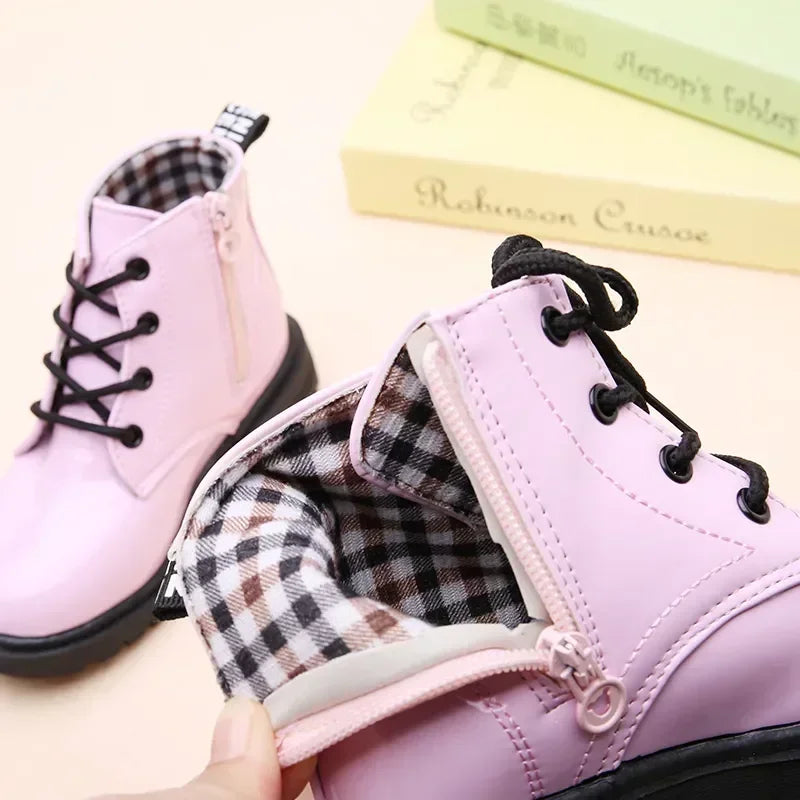 Girls Pink Mid Raise Boots