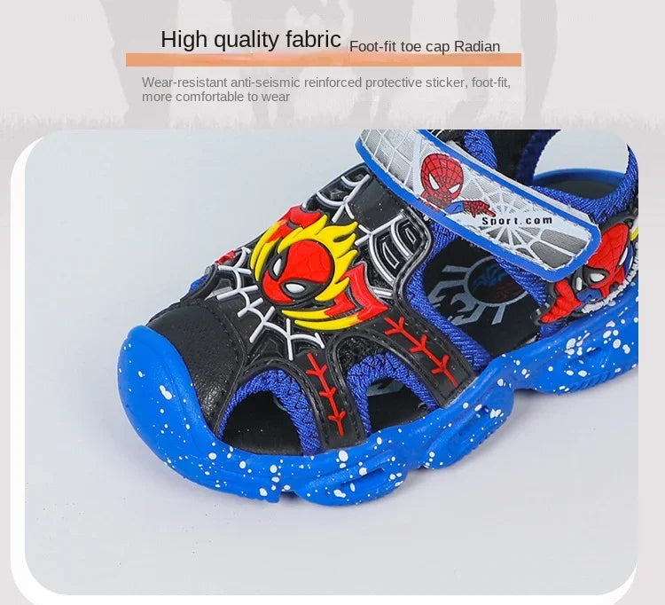 Blue Spiderman LED Sandals For Boys