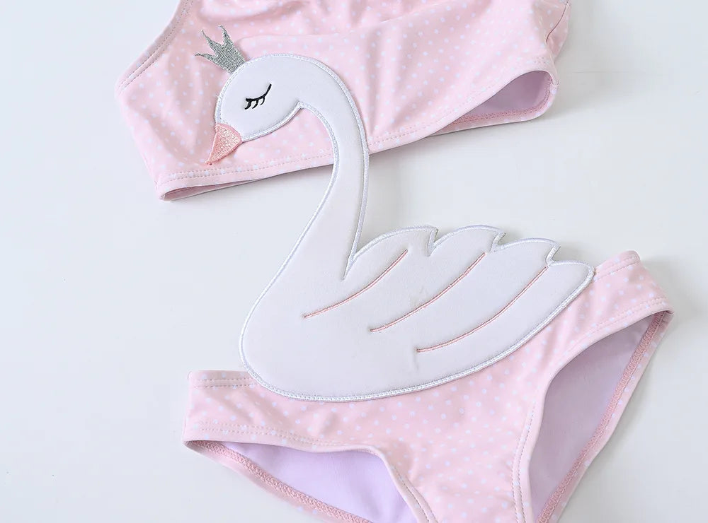 1-7Y Swan One Piece Bikini Swimmers
