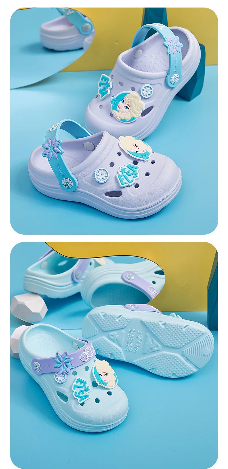 Girls Purple Anti slip Princess Elsa Crocs