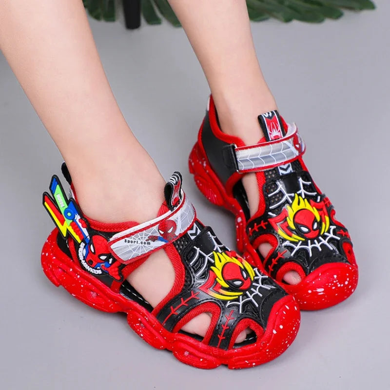 Red Spiderman LED Sandals For Boys