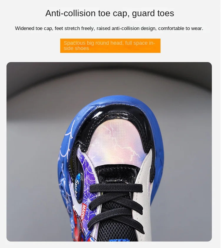 Blue LED Spiderman Boys Sneakers