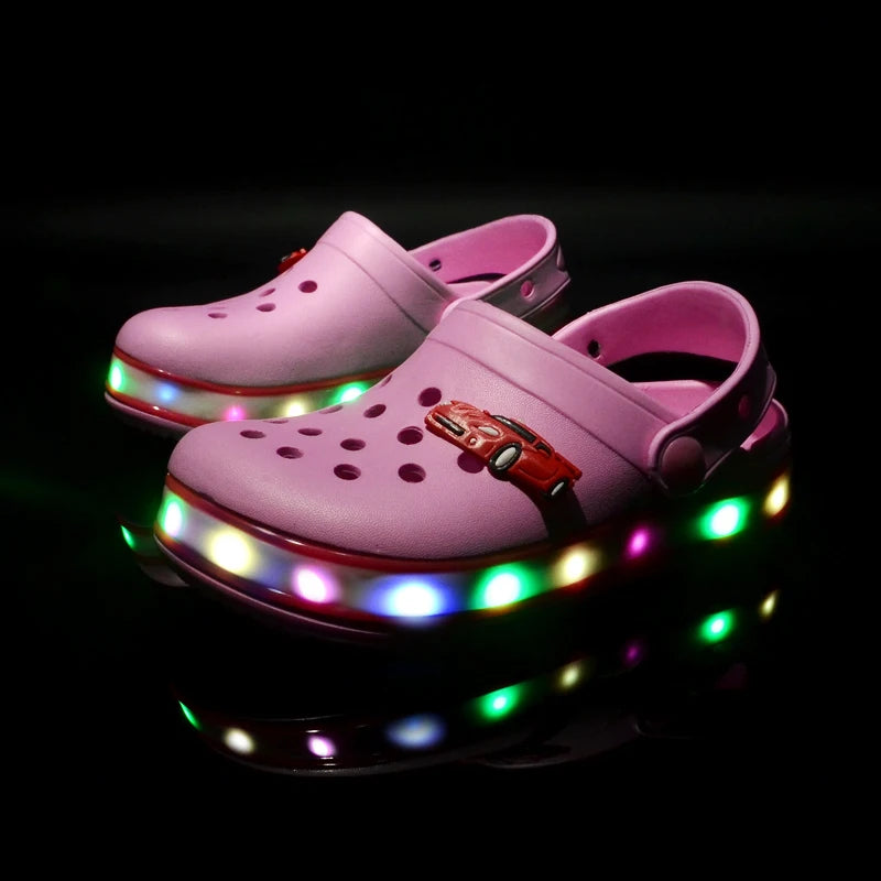 Kids Pink LED Crocs
