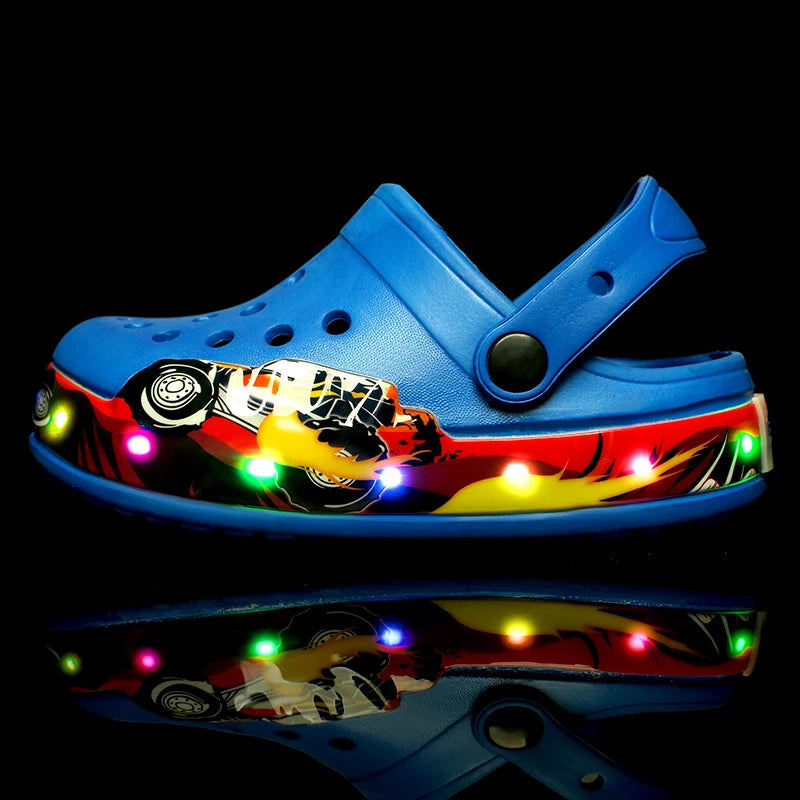 Kids  blue Superhero LED Crocs