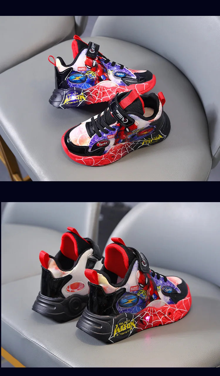 Red LED Spiderman Boys Sneakers