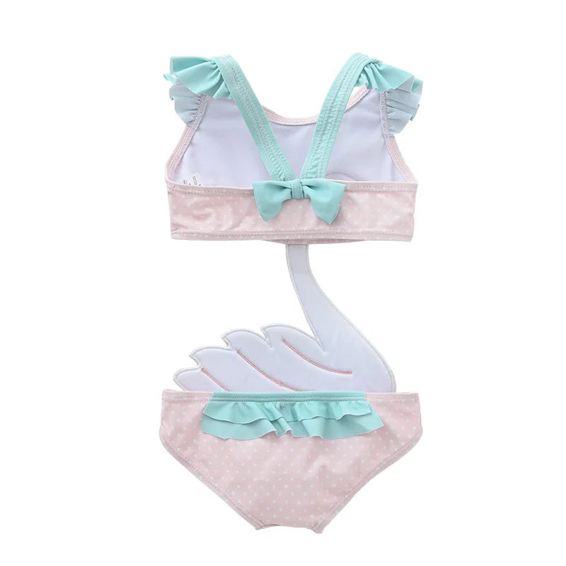 1-7Y Swan One Piece Bikini Swimmers