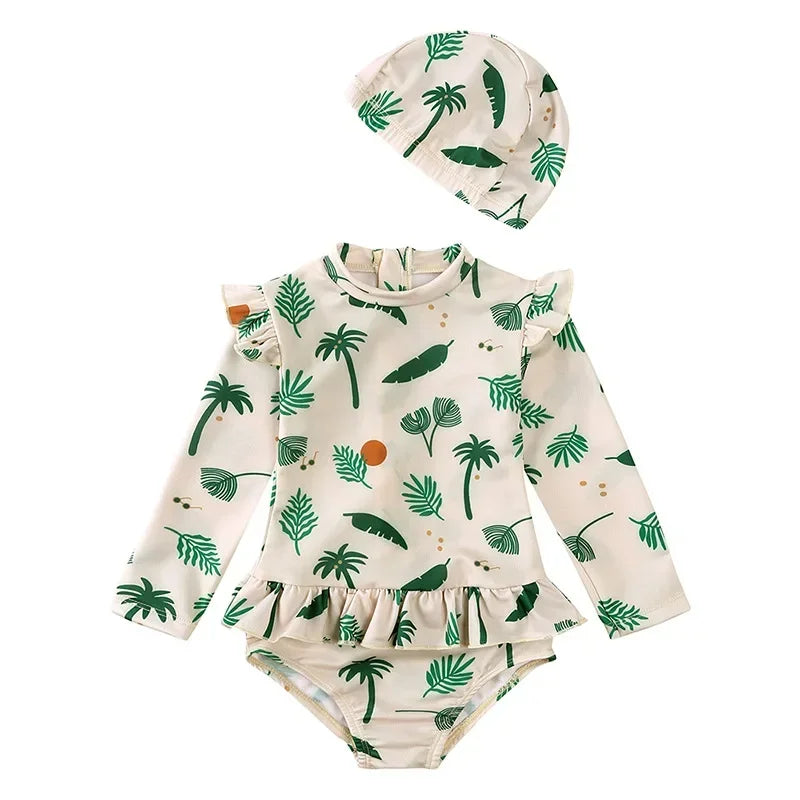 2024 Summer Girls UPF50+ Long Sleeves One Piece Swimmers