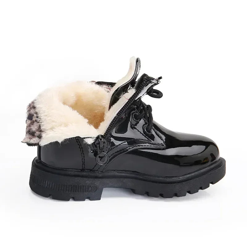 Kids Mid Raise Boots Fur Black