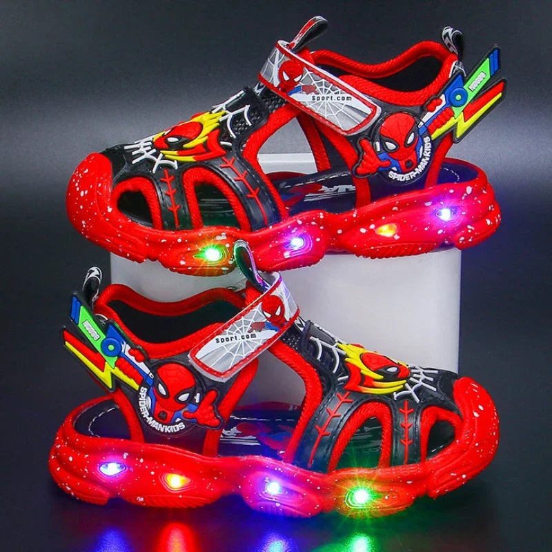 Red Spiderman LED Sandals For Boys